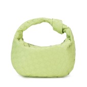 Geanta mica de mana, model impletit, din piele naturala DiAmanti Firenze Verde Neon